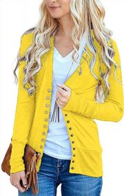 img 4 attached to Women'S Long Sleeve Knit Cardigan With V-Neck And Snaps Button Down