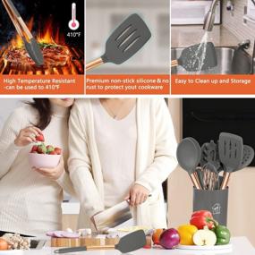 img 2 attached to 17 Piece Silicone Cooking Utensil Set In Rose Gold - Heat Resistant Non-Stick Kitchen Utensils With Stainless Steel Handles For Cookware