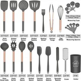 img 3 attached to 17 Piece Silicone Cooking Utensil Set In Rose Gold - Heat Resistant Non-Stick Kitchen Utensils With Stainless Steel Handles For Cookware