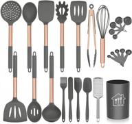 17 piece silicone cooking utensil set in rose gold - heat resistant non-stick kitchen utensils with stainless steel handles for cookware логотип