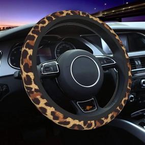 img 4 attached to 🐆 Cool Cheetah Leopard Steering Wheel Cover: Non-Slip Neoprene Car Wrap for Adults - 15 Inch Universal Fit