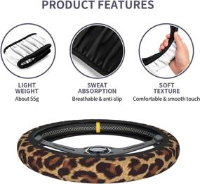 img 1 attached to 🐆 Cool Cheetah Leopard Steering Wheel Cover: Non-Slip Neoprene Car Wrap for Adults - 15 Inch Universal Fit