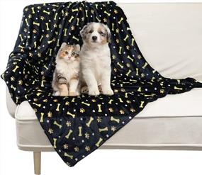 img 4 attached to Softan Fluffy Flannel Fleece Dog Cat Blanket, Soft Warm And Washable Sleep Mat Bed Cover Pet Blanket, Cute Paw Print Blankets Throw For Puppy Kitten (31"X39", Black)