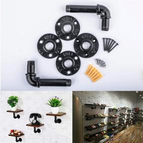 img 1 attached to 2Pcs Metal Decor Industrial Shelf Brackets, Iron Metal Black Iron Pipe Fittings,Custom DIY Floating Shelves,Shelf Hanging Wall Mounted Vintage Furniture Decorations(5.9In X 3.15In)