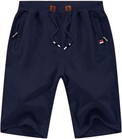 img 1 attached to KUYIGO Men'S Elastic Waist Big & Tall Beach Shorts With Drawstring, Zipper Pockets Casual Shorts