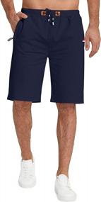 img 4 attached to KUYIGO Men'S Elastic Waist Big & Tall Beach Shorts With Drawstring, Zipper Pockets Casual Shorts