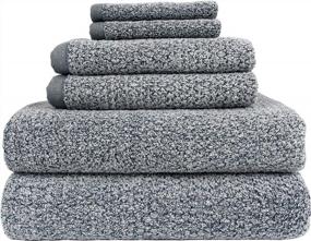 img 4 attached to Upgrade Your Bathroom With Everplush Diamond Jacquard 6 Piece Bath Towel Set In Dusk - Grey Blue