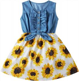 img 4 attached to Princess Denim Sundress With Floral Print Tutu Skirt For Little Girls - One-Piece Outfit By Enlifety