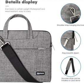 img 3 attached to Qishare Laptop Shoulder Bag: 11.6-12 Inch Multi-Functional Carrying Case For Microsoft Surface Pro & MacBook Air (Gray Lines)
