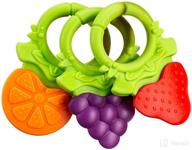 👶 silicone teething toys: bpa free teethers for babies 0-12 months (red orange grape) логотип