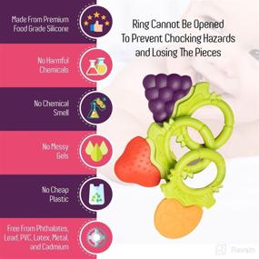 img 1 attached to 👶 Silicone Teething Toys: BPA Free Teethers for Babies 0-12 Months (Red Orange Grape)