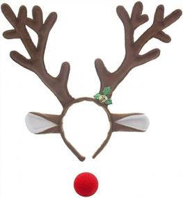 img 4 attached to Повязки на голову с рогами северного оленя с красным носом для рождественских праздников Санта-Клауса - взрослые и подростки