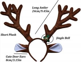 img 1 attached to Red Nose Reindeer Antlers Headbands For Christmas Santa Holiday Parties - Adults & Teens