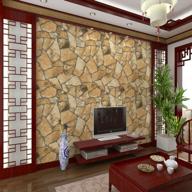 retro stone marbled wallpaper - beige color | 5.3sqm | qihang personality antique rock design logo