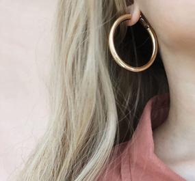 img 2 attached to Sterling Silver Lightweight Chunky Hoop Earrings For Women, 5Mm Thick Tube Jewelry Gift In 20/30/40/50Mm (Silver, Gold, Rose Gold)