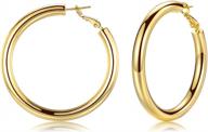 sterling silver lightweight chunky hoop earrings for women, 5mm thick tube jewelry gift in 20/30/40/50mm (silver, gold, rose gold) logo
