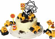 🚧 complete construction vehicles cake decorating set - 11-piece party supplies with 6 mini trucks, road signs, and toppers логотип