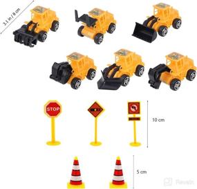 img 2 attached to 🚧 Complete Construction Vehicles Cake Decorating Set - 11-Piece Party Supplies with 6 Mini Trucks, Road Signs, and Toppers