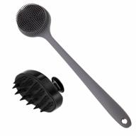 silicone shower body brush & hair scalp massager shampoo brush, long handle back bath exfoliating scrubber for men women pets - 2 pack logo
