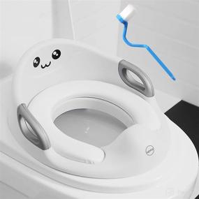 img 4 attached to 🚽 AGAKY Potty Training Toilet Seat: Splash Guard, Handrest, Backrest, Cartoon Design for Boys and Girls; Fits Oval and Round Toilets