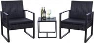 modern outdoor wicker patio furniture set - 3 piece conversation bistro with coffee table for yard & bistro | flamaker. logo