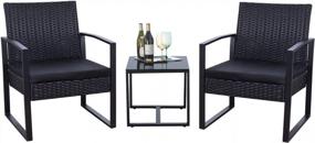 img 4 attached to Modern Outdoor Wicker Patio Furniture Set - 3 Piece Conversation Bistro With Coffee Table For Yard & Bistro | Flamaker.
