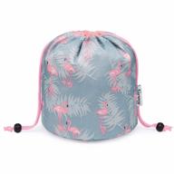 маленькая сумка для макияжа с фламинго - водонепроницаемая косметическая сумка с кулиской и органайзер для женщин и девочек. логотип
