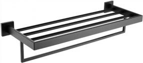 img 4 attached to VELIMAX 23.6" Premium Wall Mounted Towel Shelf - Quadruple Stainless Steel Racks W/Towel Bar, Matte Black