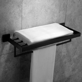 img 3 attached to VELIMAX 23.6" Premium Wall Mounted Towel Shelf - Quadruple Stainless Steel Racks W/Towel Bar, Matte Black