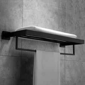 img 2 attached to VELIMAX 23.6" Premium Wall Mounted Towel Shelf - Quadruple Stainless Steel Racks W/Towel Bar, Matte Black