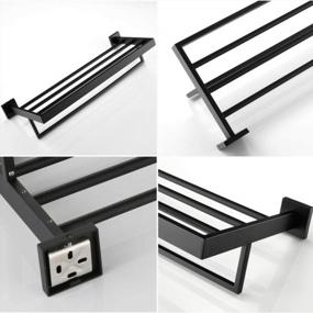 img 1 attached to VELIMAX 23.6" Premium Wall Mounted Towel Shelf - Quadruple Stainless Steel Racks W/Towel Bar, Matte Black