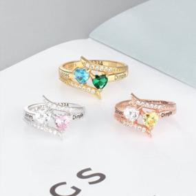 img 2 attached to Персонализированное кольцо-обещание с камнем от JewelOra'S - идеально подходит для пар и друзей!