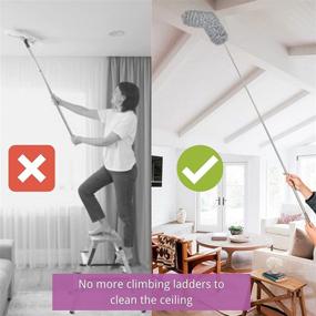 img 2 attached to Reusable Gray Feather Duster for High Ceilings with Extension Pole - Extendable Microfiber Ceiling Fan Duster for Efficient Cleaning