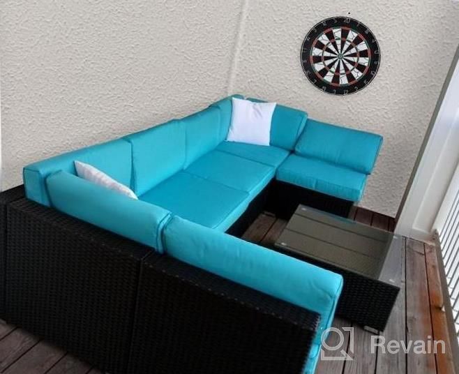 img 1 attached to 7 Piece Outdoor PE Rattan Wicker Sofa Set With Tea Table & Cushions - All Weather Sectional Patio Furniture Conversation Sets By Wonlink. review by Mary Arakaki