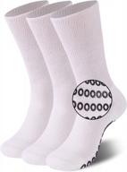 anti-slip diabetic yoga socks with grippers for home & hospital - 3 pairs white for women & men logo