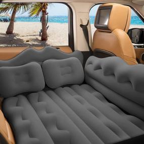 img 4 attached to Car Air Mattress For Back Seat SUV Cushion Flocking - Conlia Inflatable Car Backseat Air Mattress.