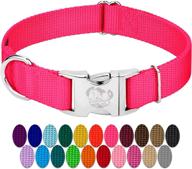 🐾 country brook design - vibrant 26 color selection - premium nylon dog collar with metal buckle (large, 1 inch wide, hot pink): stylish and durable for fashionable pets logo