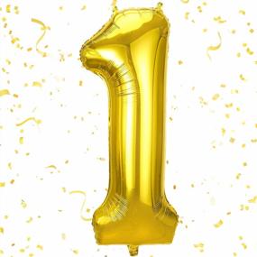 img 4 attached to 40-дюймовый воздушный шар из фольги с золотым номером 1 - JOYYPOP идеально подходит для дней рождения, юбилеев и новогодних вечеринок!