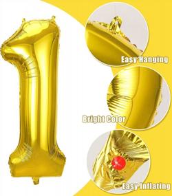 img 3 attached to 40-дюймовый воздушный шар из фольги с золотым номером 1 - JOYYPOP идеально подходит для дней рождения, юбилеев и новогодних вечеринок!