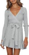 women's sexy v-neck chang yun wrap midi dress with ruffle & belt - perfect for weddings & casual wear logo