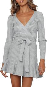 img 4 attached to Women'S Sexy V-Neck Chang Yun Wrap Midi Dress With Ruffle & Belt - Perfect For Weddings & Casual Wear