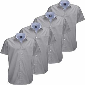 img 4 attached to Pack Of 4 Oxford Short Sleeve Dress Shirts For Men - Casual, Big And Tall Sizes In Solid Modern Colors With Button Down Design