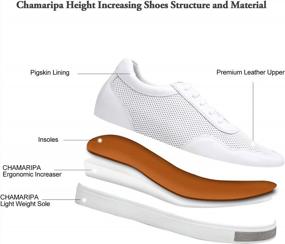 img 1 attached to Chamaripa Men'S Genuine Leather Casual Sneakers With Invisible Elevator Heels - Height Increase Shoes - 2.36 Inches Taller - Model H81C89K013D