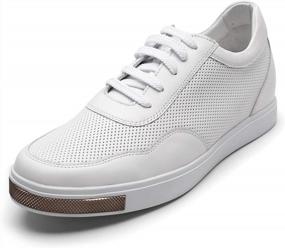 img 4 attached to Chamaripa Men'S Genuine Leather Casual Sneakers With Invisible Elevator Heels - Height Increase Shoes - 2.36 Inches Taller - Model H81C89K013D
