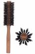 boar bristle round hair brush for blow drying, 2 inch, for blowouts, styling, volumizing, curling short to medium, thin, thick, straight, curly, normal hair logo