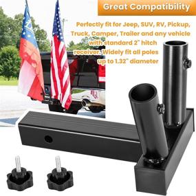 img 3 attached to E-cowlboy Hitch Mount Dual Flag Pole Holder - Universal 2 inch Hitch Receiver Bracket for Jeeps, SUVs, RVs, and More!