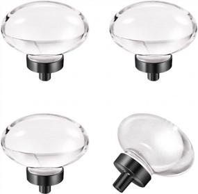 img 4 attached to Matte Black Oval Crystal Knobs And Pulls 4-Pack For Glass Cabinets, Dresser Drawers, And Kitchen Cabinets - Egg-Shaped Cabinet Knobs With CLCTK Brand