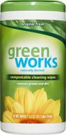 🌿 green works compostable cleaning wipes - original fresh, 62 count: biodegradable cleaning wipes for better environmental sustainability logo