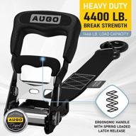 augo heavy duty ratchet straps & soft loops – pack of 2 extra strong 1.5” by 10’ ratchet straps w/s-hook safety latches & 2 soft loop tie downs – 4400lb break strength for motorcycles, atvs, etc.… logo