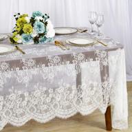 white lace tablecloth overlay - 60x120 inches embroidered nylon tablecloth for weddings, baby showers and rustic events - elegant and durable rustic rectangular table cloth by shinybeauty logo